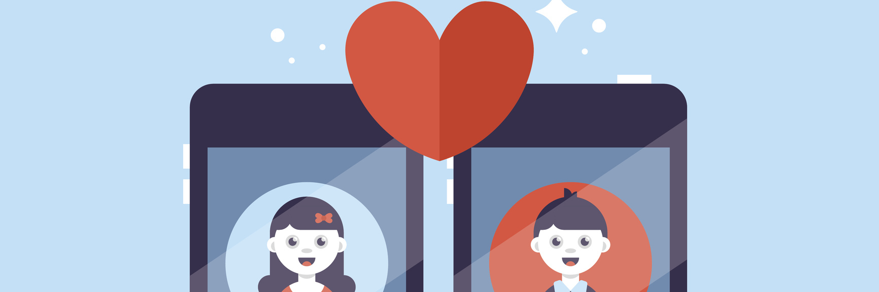 Online dating app concept with man and woman. Vector illustration