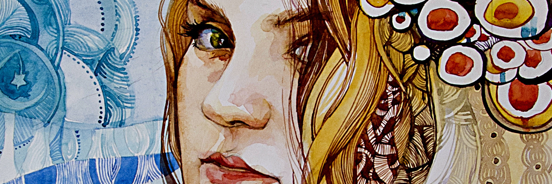 The Truth Behind My Anxiety Disorder Abstract illustration - the girl with a wreath on his head surrounded ornaments.