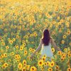 woman standing in a field of sunflowers
