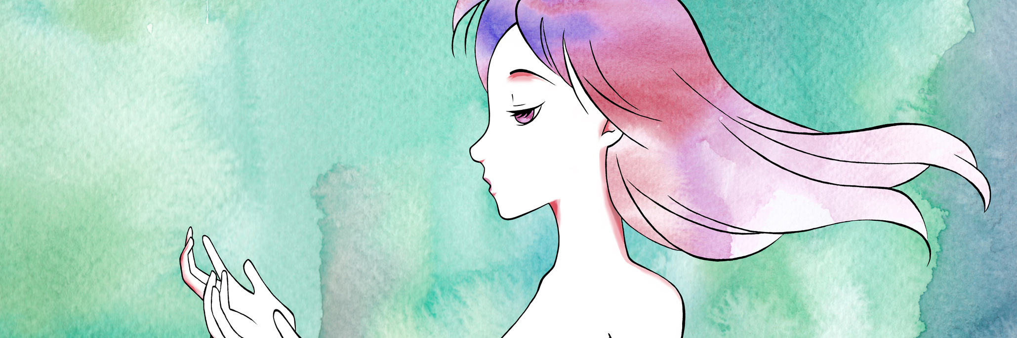 Struggling to Self-Advocate After Years of Mistreatment by Doctors watercolor painting of a woman with long purple hair against a green background