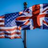 USA flag and UK flag