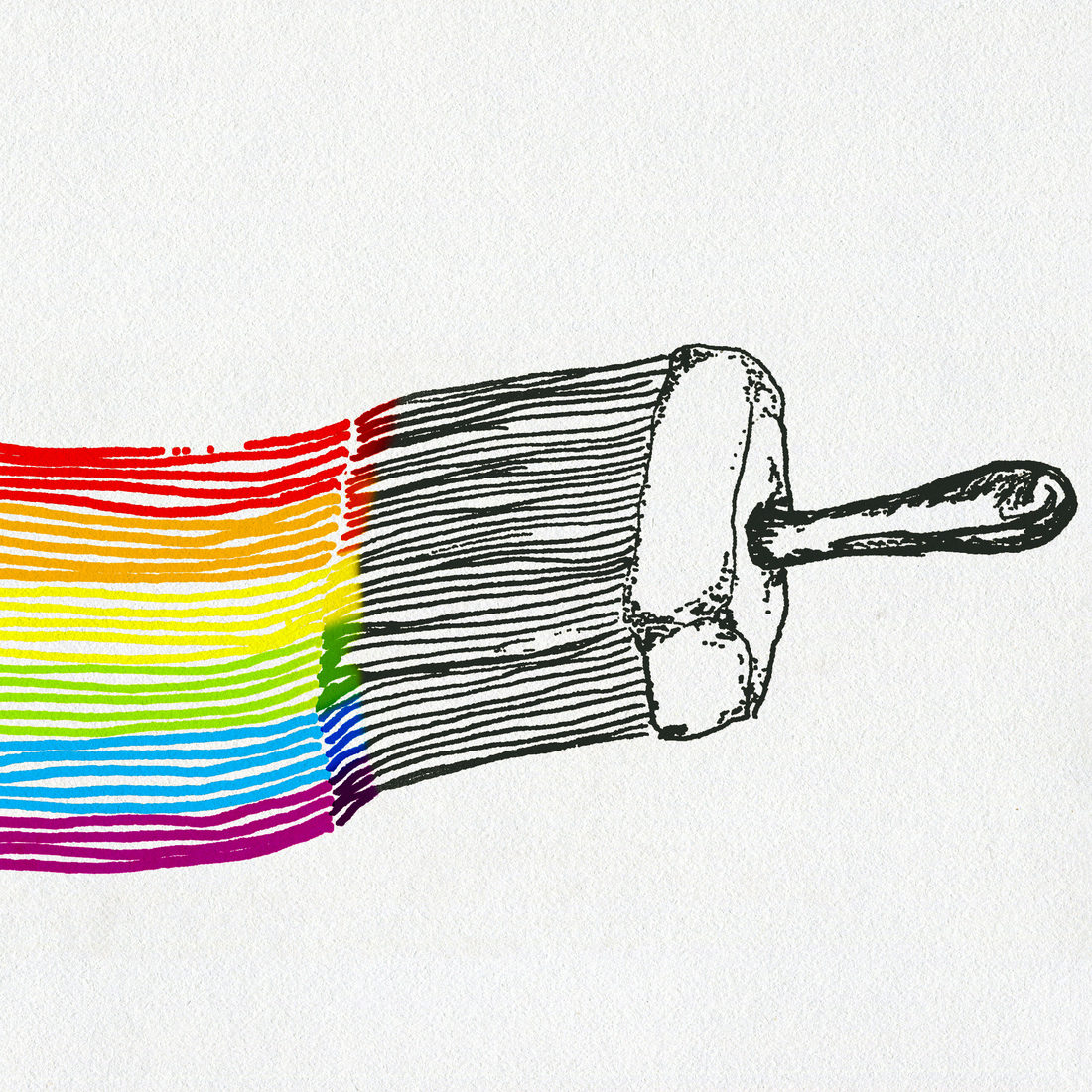 LGBT flag, artistic illustration, pen, ink ant watercolour drawing on paper, notebook artwork