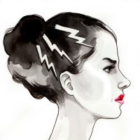 illustration of an angry woman with lightning bolts in her hair