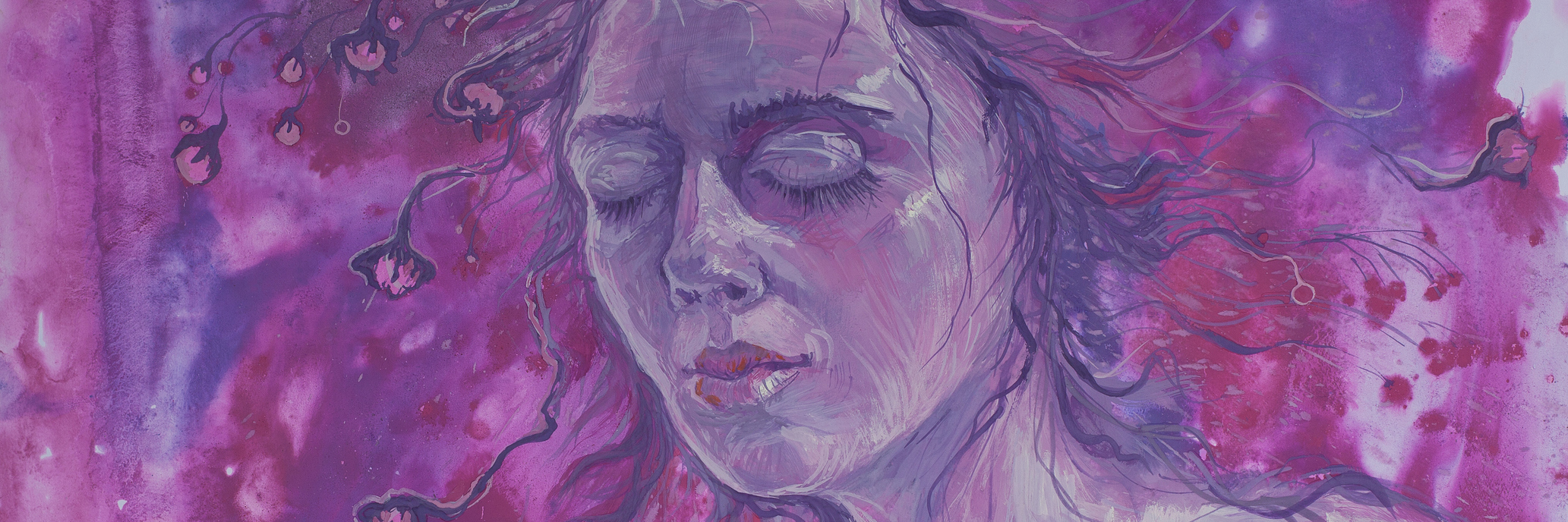 purple and pink painting of a woman
