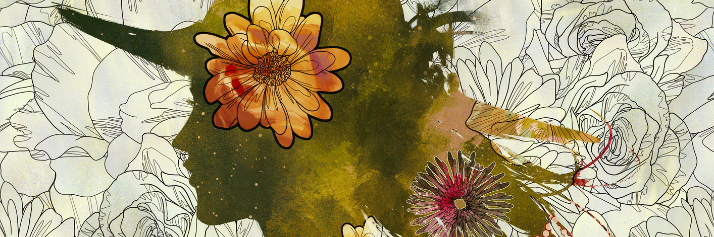 Why I Started to Live Outside Life's 'Safe Zone' Because of Lupus Painting of a double exposure with a woman and a floral layer.