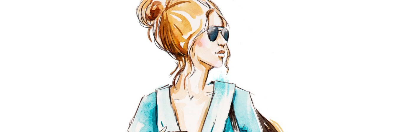 I Wasn't as 'Recovered' as I Thought I Was in Anorexia Recovery Fashion sketch, hand drawn. Street style. Girl with coffee.