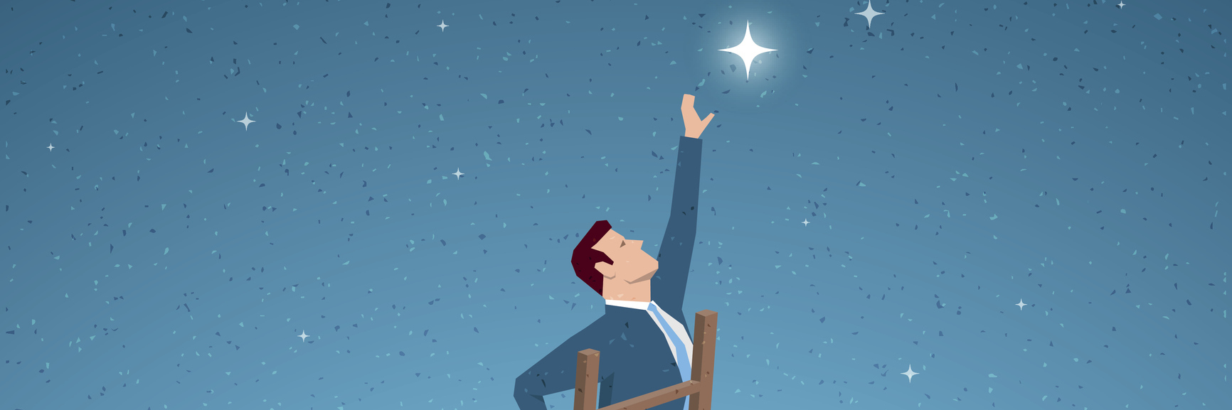 How I Set and Accomplished Goals to Recover From Mental Illness Man on ladder reaching for a star