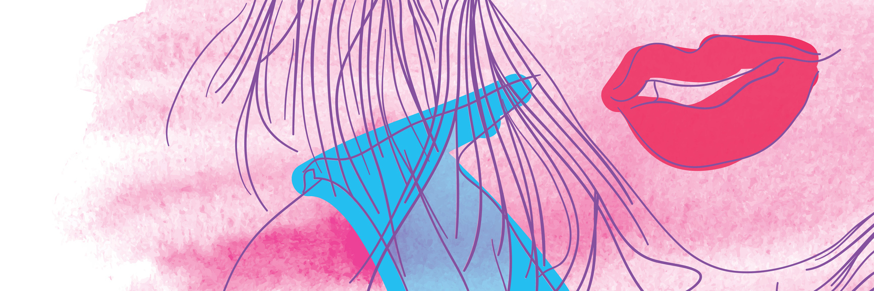 Dealing With the Anger of Having Crohn's Disease watercolor painting of a woman in a blue tank top with red lipstick