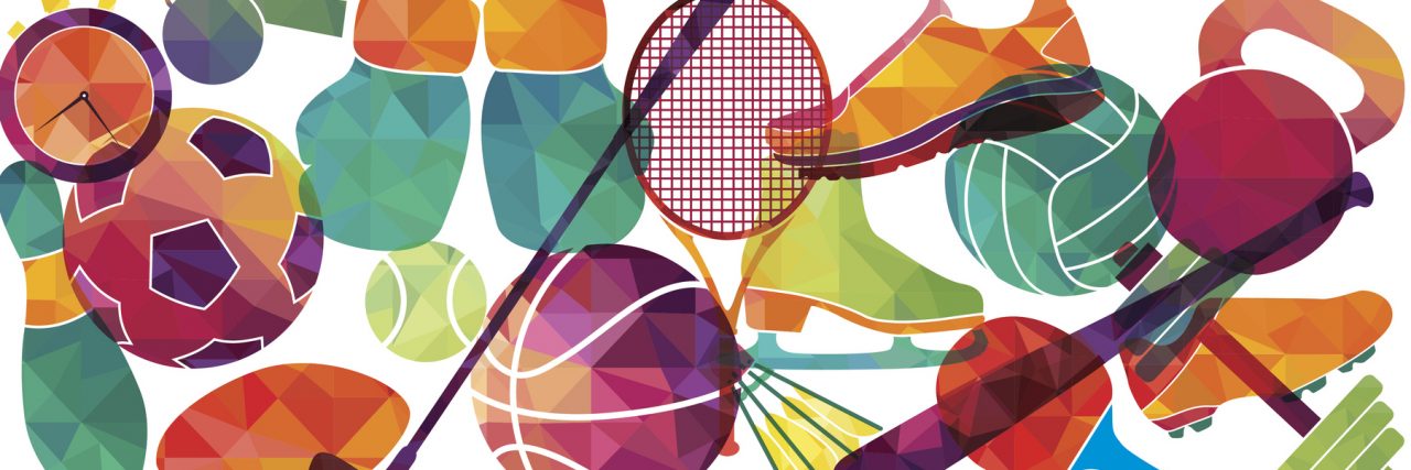 How Depression Affected My Love of Sports and Fitness Color sport background. Football, basketball, hockey, box, golf, tennis. Vector illustration