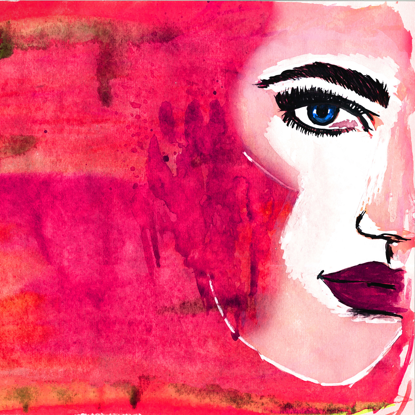 watercolor painting of a woman's face