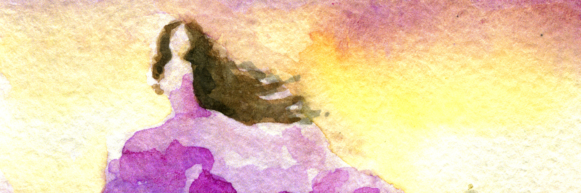 What POTS, Migraines, Chronic Pain Cannot Take From Me watercolor painting of a woman wearing a purple dress