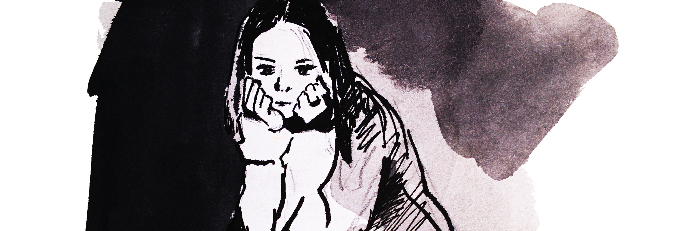 When Help Feels Hard to Find When Struggling With Self-Harm Sitting girl, hand drawing watercolor illustration