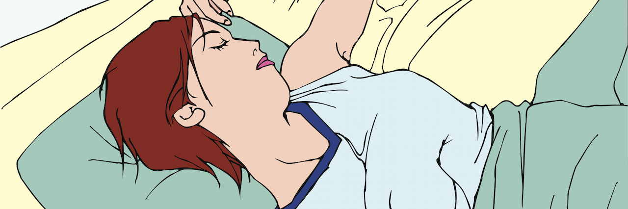 illustration of a woman lying in bed