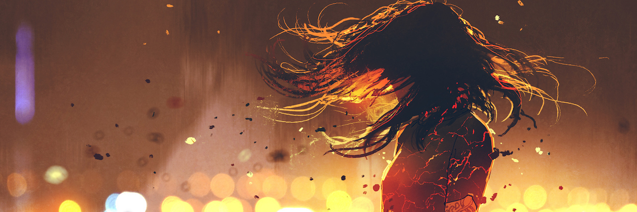 Bipolar Disorder: Hearing Voices Doesn't Mean I'm Crazy An illustration of a woman with lights in the background