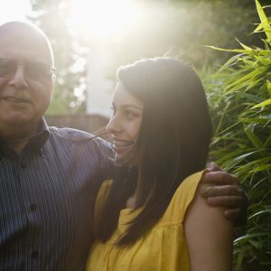 portrait of hispanic girl and dad