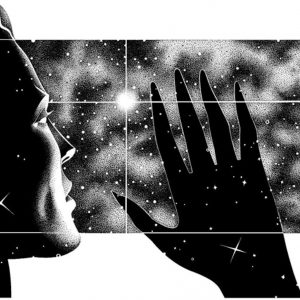 a man looking out at space