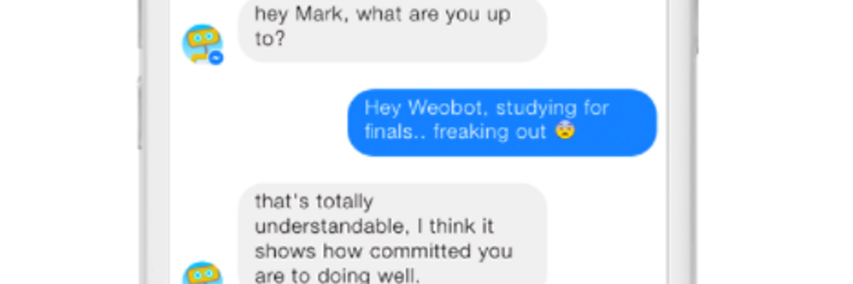 Screengrab showing a conversation between a user and Woebot