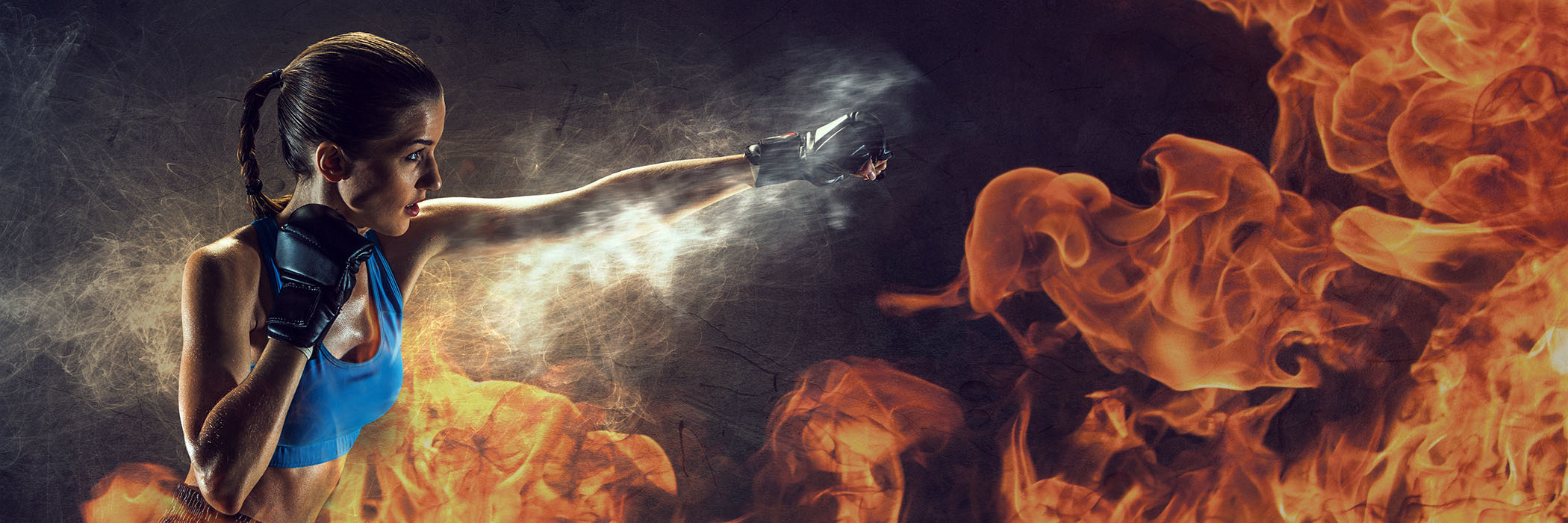 CRPS: Putting Up Defensive Walls to Protect Yourself, Being Isolated woman fighting against flames with text saying 'defend yourself'