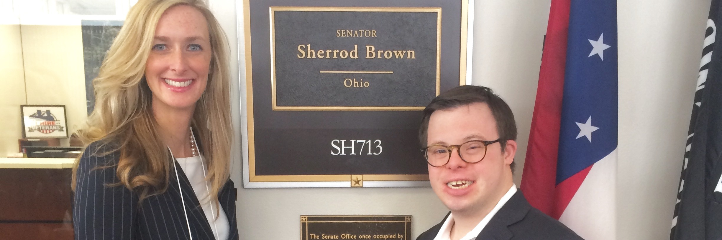Learning to Be an Advocate for My Son With Down Syndrome Courtney and her son outside their senator's office.