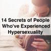 a couple in bed. Text reads: 14 secrets of people who've experienced hypersexuality