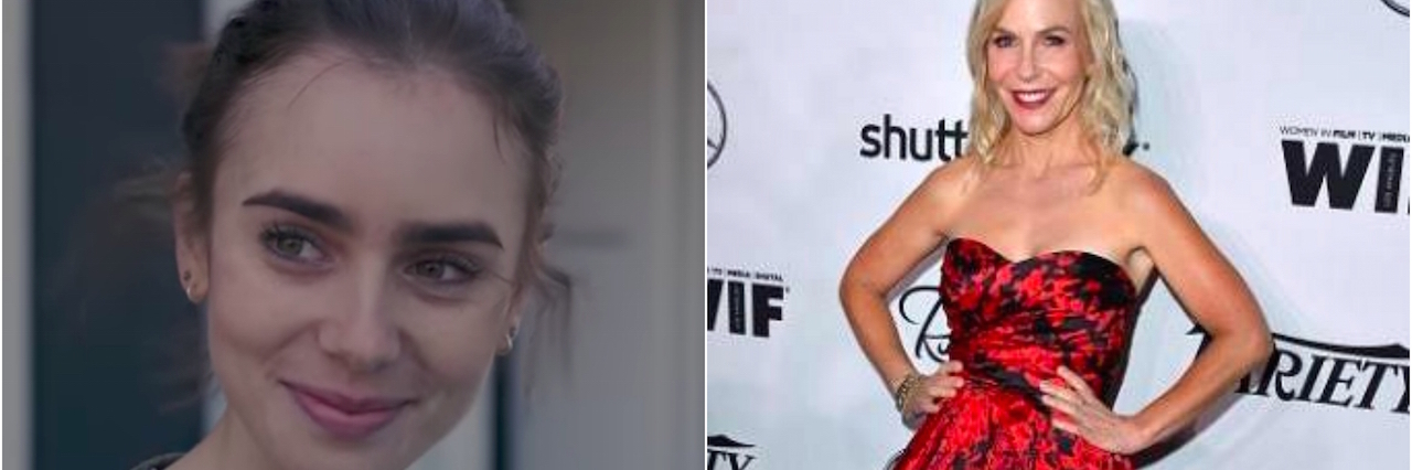 split screen of lily collins and marti noxon