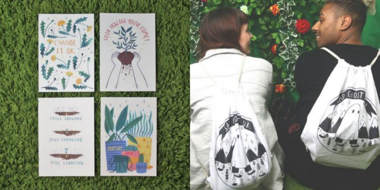 sad ghosts club postcards and drawstring bag