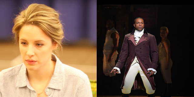 14 Show Tunes That Have Helped People Through Anxiety and Depression on left actress from waitress, on right actor from hamilton
