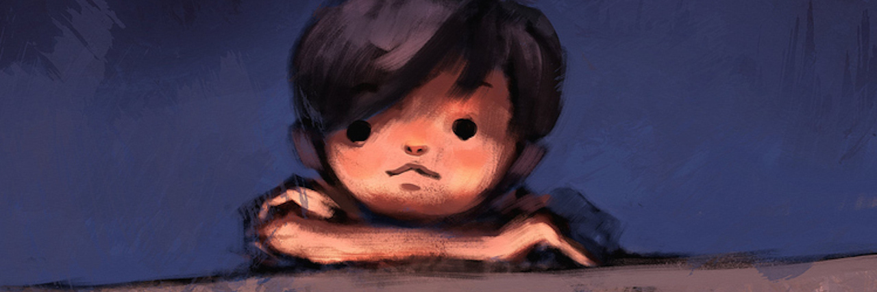 A Letter to People Who Have Experienced Emotional Abuse digital painting of boy on top of concrete wall, oil color on canvas texture