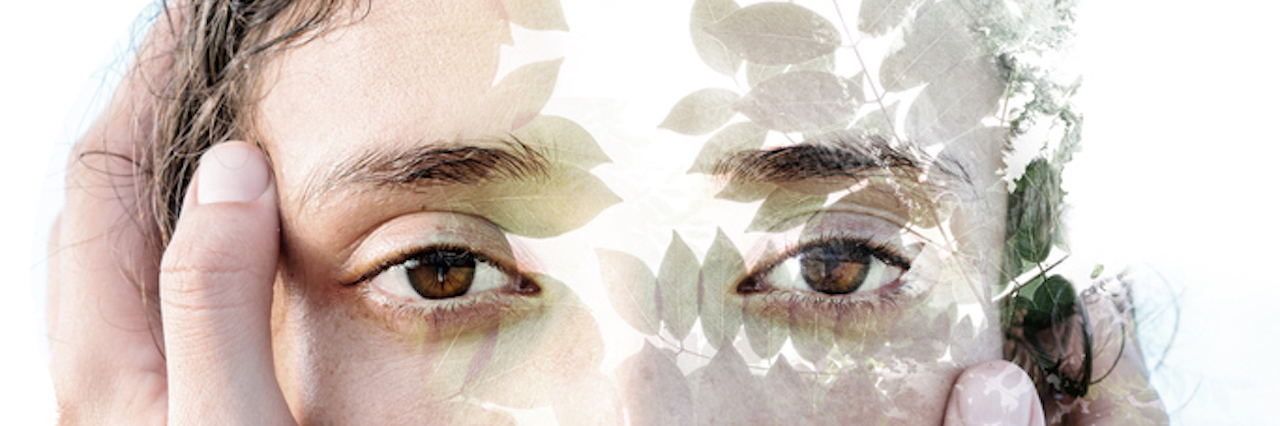 The Two Inner Voices I Have as Someone With Bipolar Disorder Photograph of an Attractive female and the hands of her boyfriend combined with leaves and ink painting