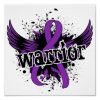 purple awareness ribbon with wings that says 'warrior'