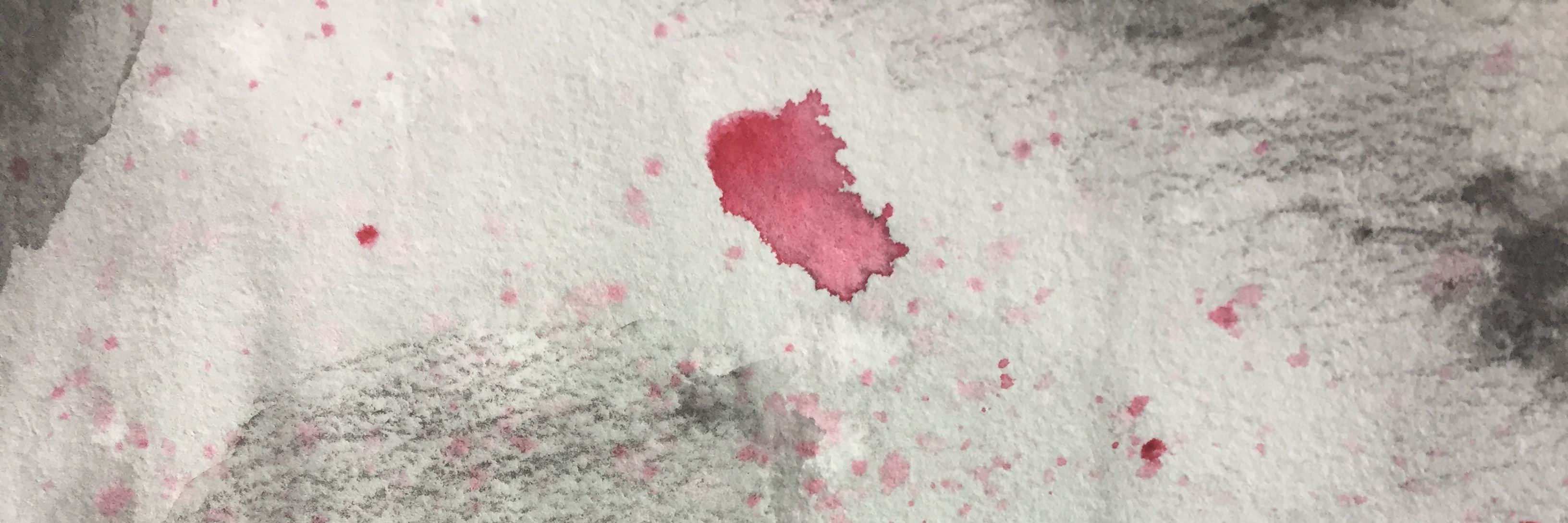 Painting of What Brain Fog From Chronic Pain Looks Like black and white painting with red splashes depicting what brain fog looks like