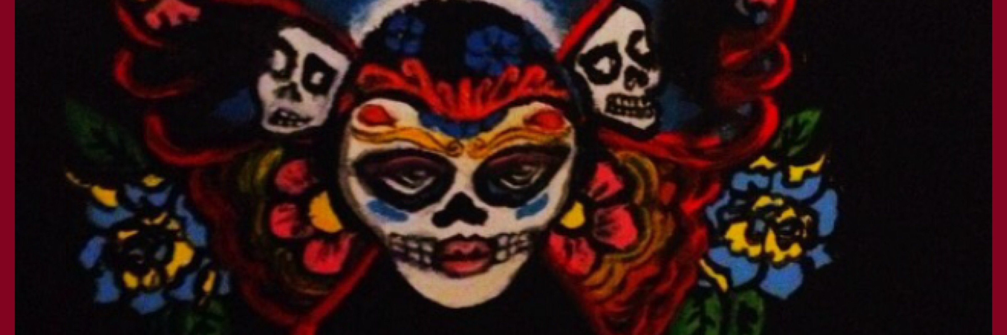 Good and Bad, Beauty and Ugliness of Chronic Pain and Illness drawing of a painted skull surrounded by flowers