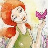 illustration of a woman with a butterfly sitting on her finger