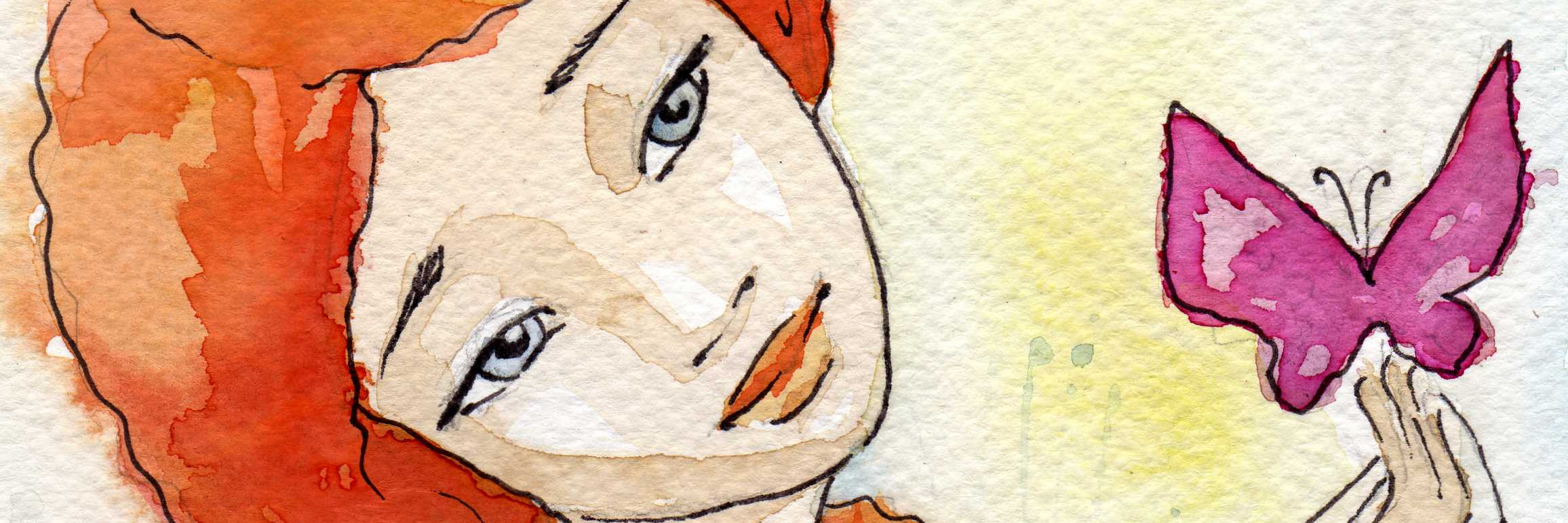 Not Being Defined by Fibromyalgia illustration of a woman with a butterfly sitting on her finger