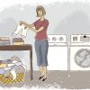 Woman doing laundry.