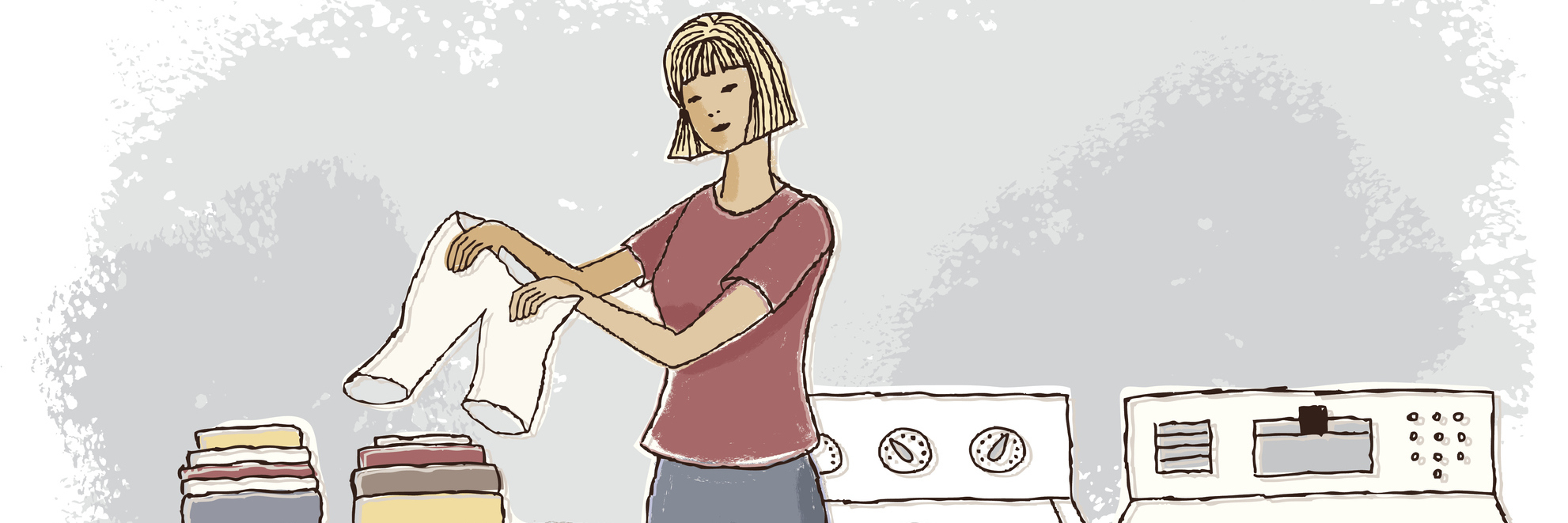 Living Life One Step at a Time With ADHD Woman doing laundry.