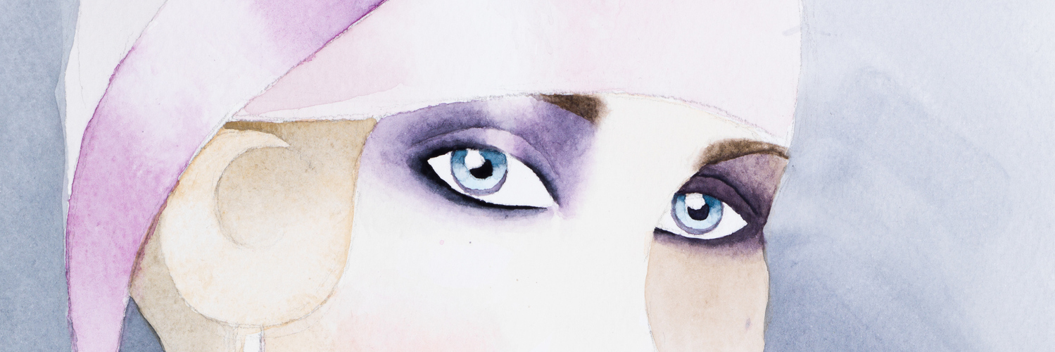 What a 'Good Day' Is Like With Fibromyalgia painting of a woman with a purple ribbon in her hair