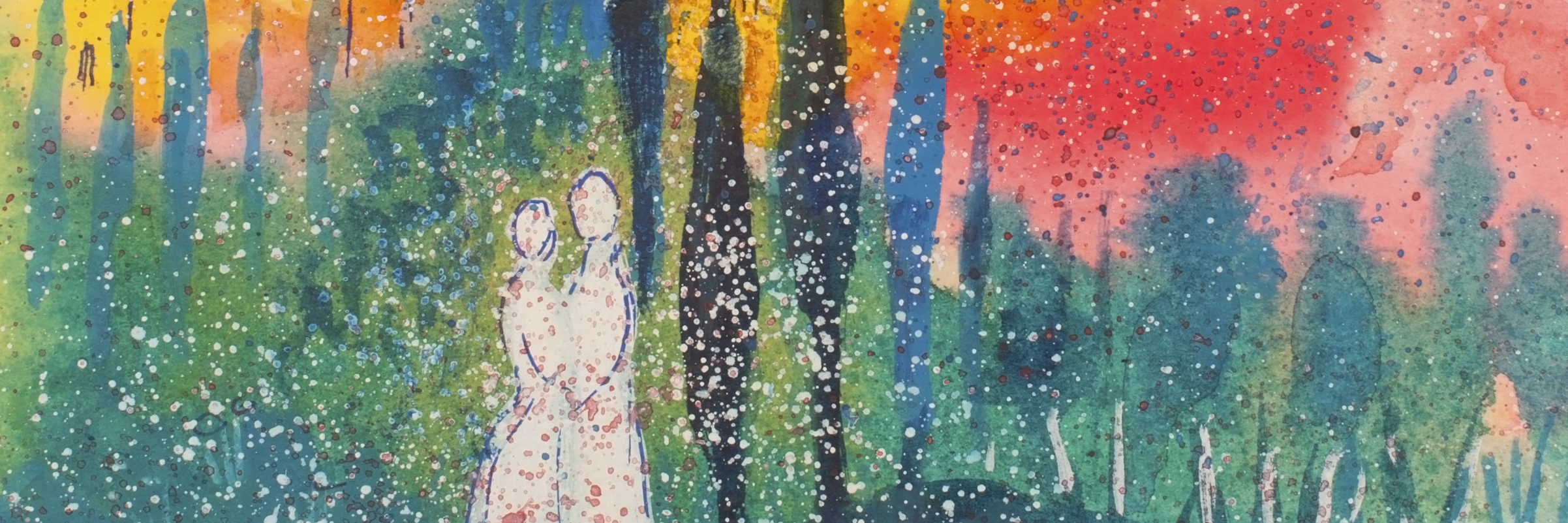 Even If It's Not Chronic, I Want My Husband to Tell Me About His Pain A mixed media piece of art of a couple outdoors in nature.