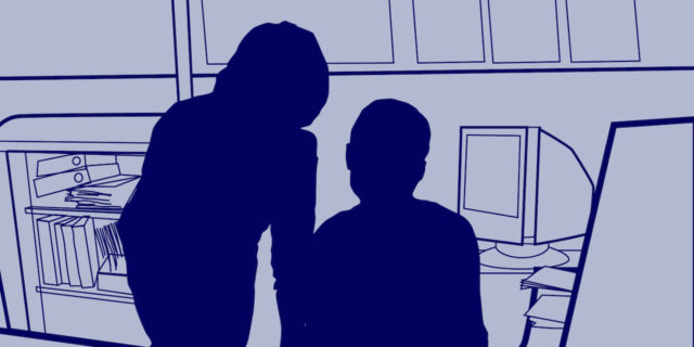 To the Mentor Who Made Me Feel Safe Talking About Mental Illness Two purple figures working at desk