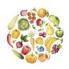 Set of watercolor vegetables and fruits.Template for your design. Vector illustration.