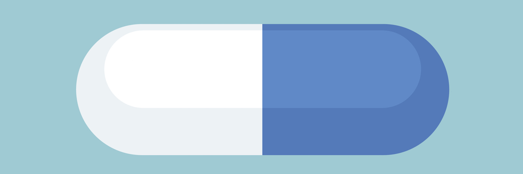 When You Don't Want to Admit Your Medication Is Helping Closed and open drug capsule isolated on white background.