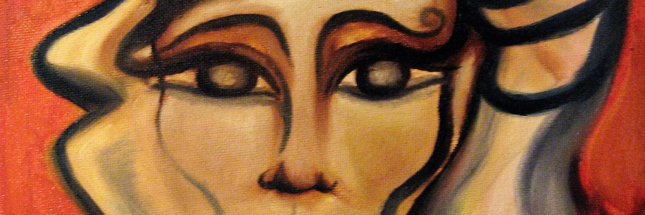 A Letter to My Broken, Anxious Self abstract painting of a face