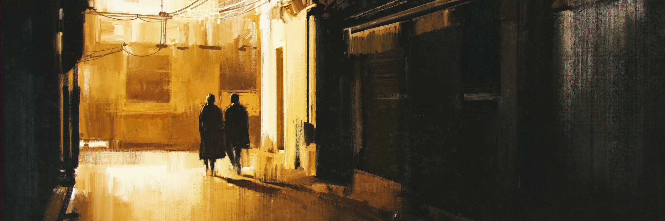 What It’s Like to Be In Love and Struggle With Depression couple walking in alley at night painting
