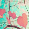 Heart-shaped autumn leaves on tree branches