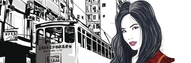 Street in Hong Kong - Vector illustration (all chinese characters are fictitious)