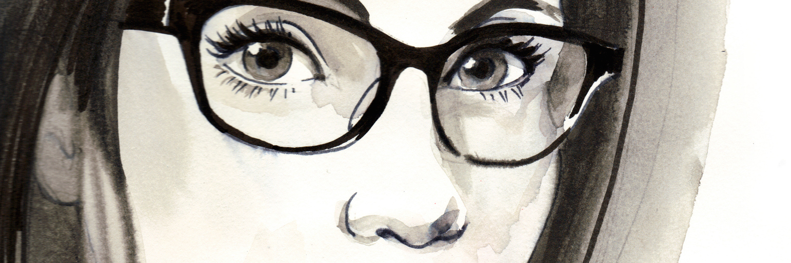 Ink sketch of a girl in glasses