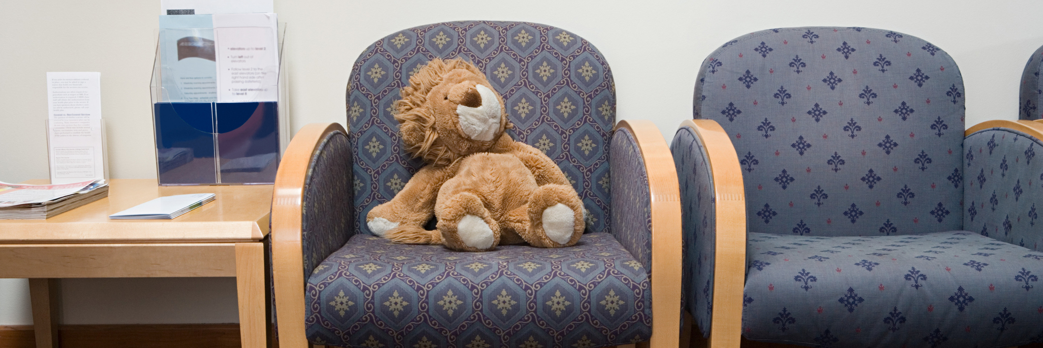What It Was Like to Get My Son's High-Risk Leukemia Cancer Diagnosis Toy lion in hospital waiting room