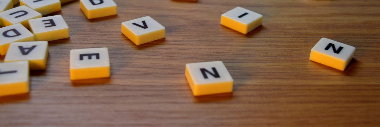 Mixed-up Scrabble tiles.