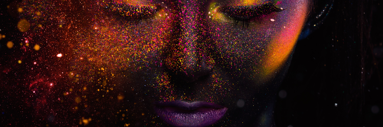 What My Autism Has Given Me Galaxy-themed colorful art of a woman.