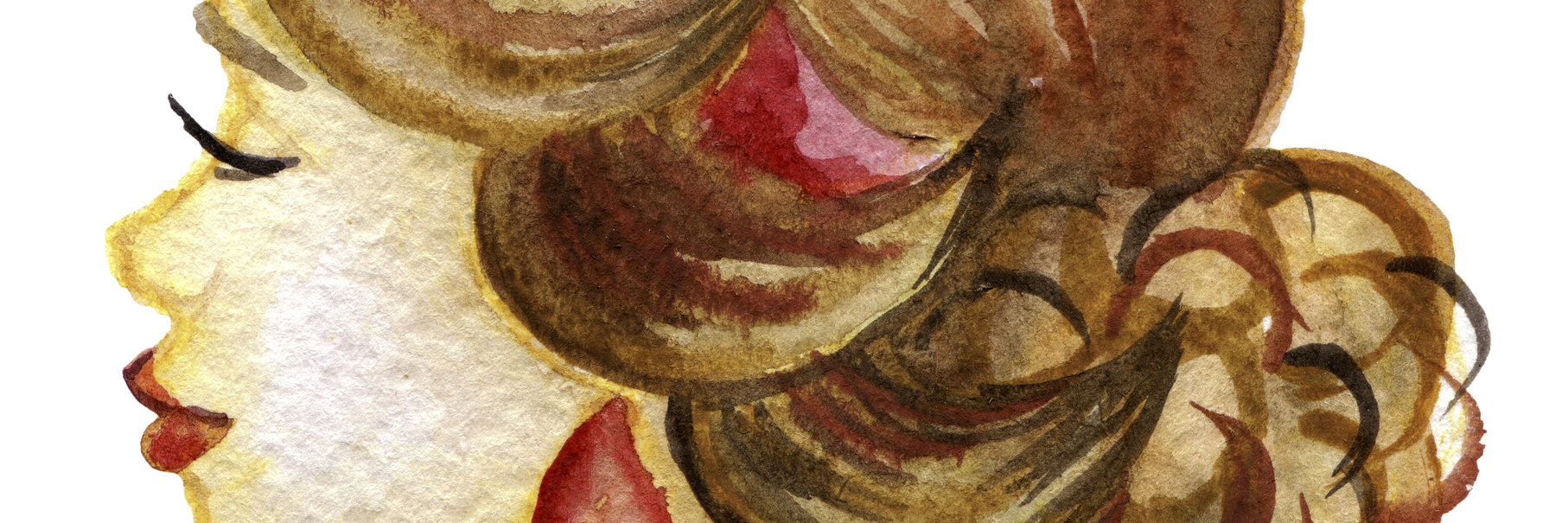 Being Called 'Strong' for Living With Chronic Pain and Illness illustration of a woman with her hair up and wearing a red headband and red earring